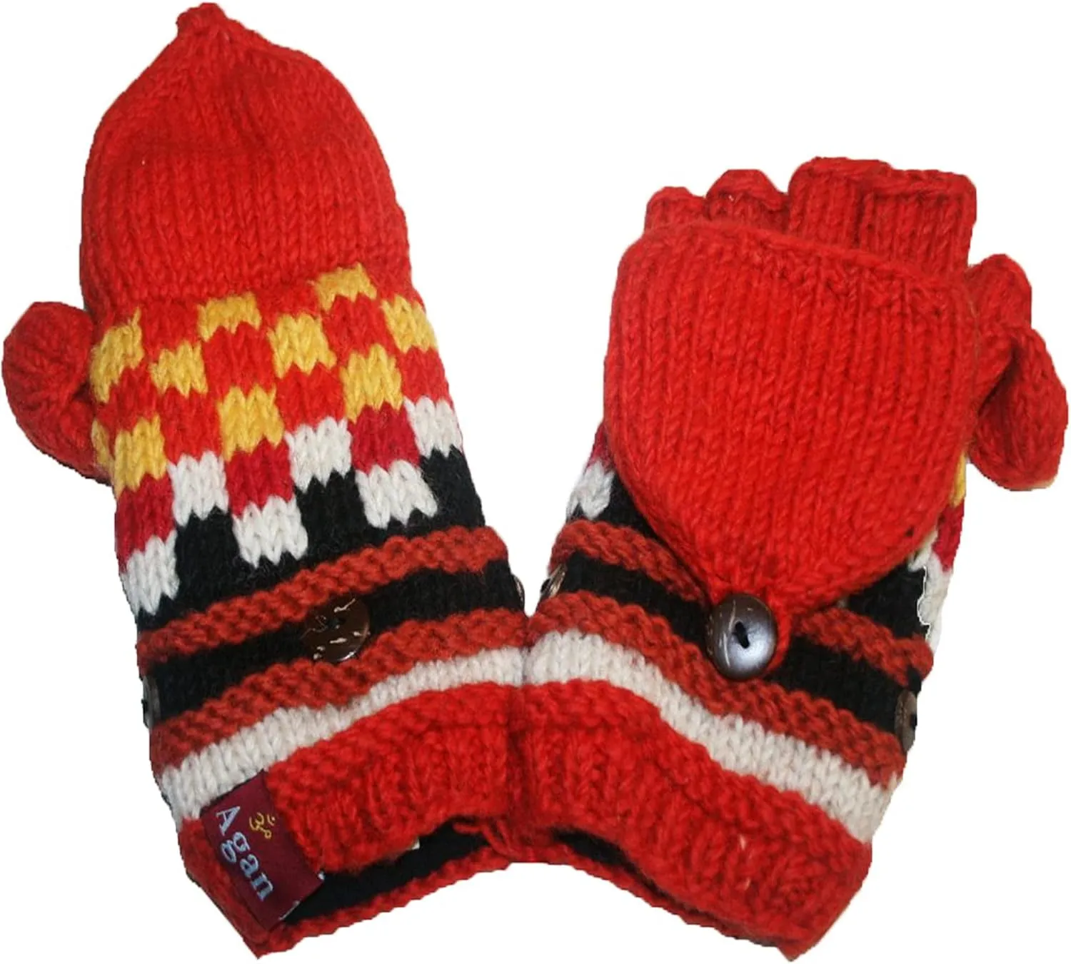 Agan Traders Women's 2025 Spring Assorted Women's Knit Wool Thick Hat Mitten Fingerless Glove Warm Fleece Lined Himalaya