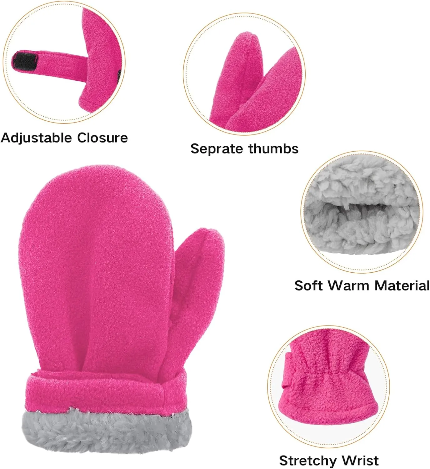 American Trends Toddler Mittens 3 Pairs Toddler Snow Gloves Warm Fleece Kids Winter Gloves for Baby Boys Girls