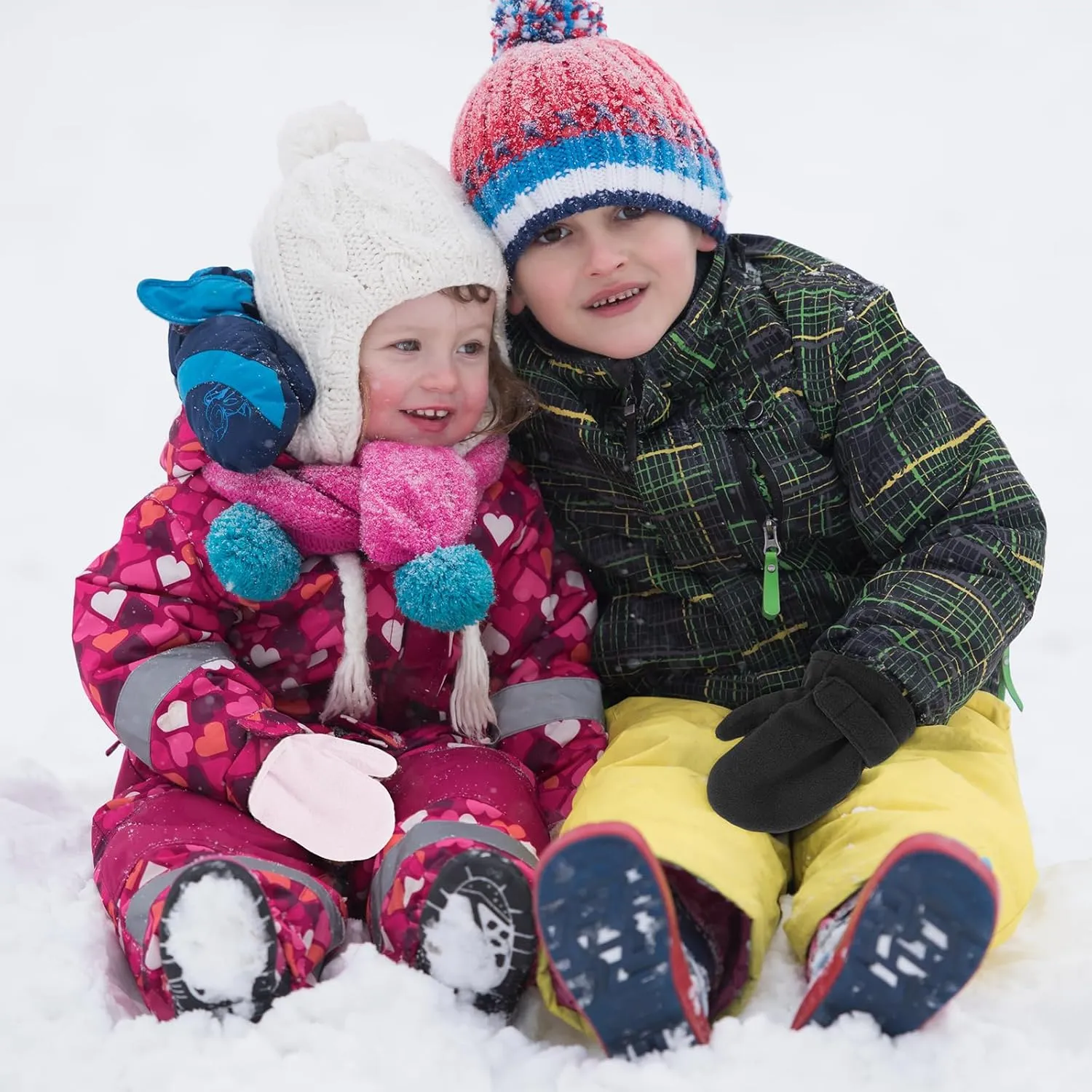 American Trends Toddler Mittens 3 Pairs Toddler Snow Gloves Warm Fleece Kids Winter Gloves for Baby Boys Girls