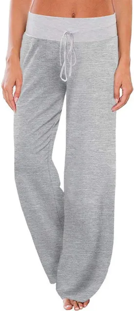 AMiERY Women's Comfy Casual Pajama Pants Floral Print Drawstring Palazzo Lounge Pants Wide Leg