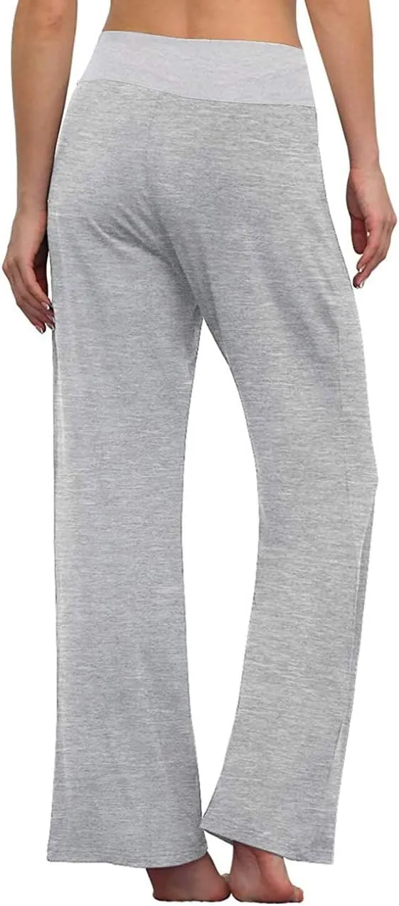 AMiERY Women's Comfy Casual Pajama Pants Floral Print Drawstring Palazzo Lounge Pants Wide Leg