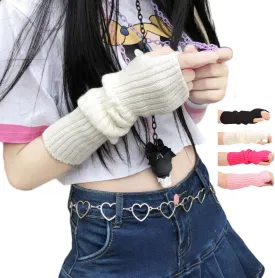 Arm covers cute women kawaii japanese harajuku Y2k Arm Warmer for Girls Goth Gloves Fingerless Knitted Arm Sleeve