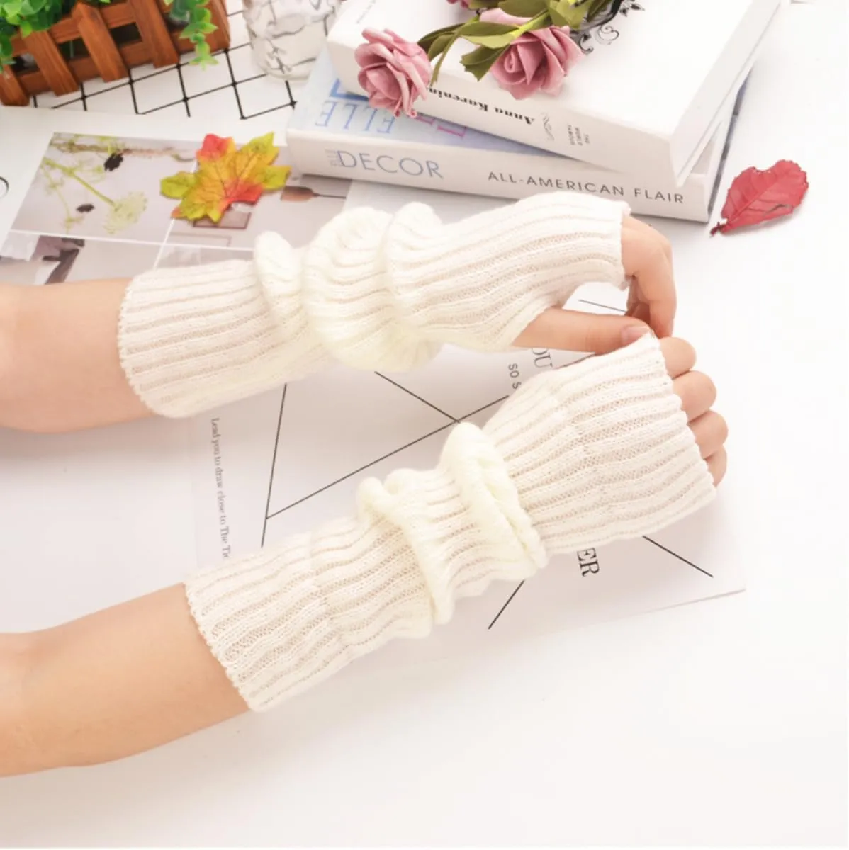 Arm covers cute women kawaii japanese harajuku Y2k Arm Warmer for Girls Goth Gloves Fingerless Knitted Arm Sleeve