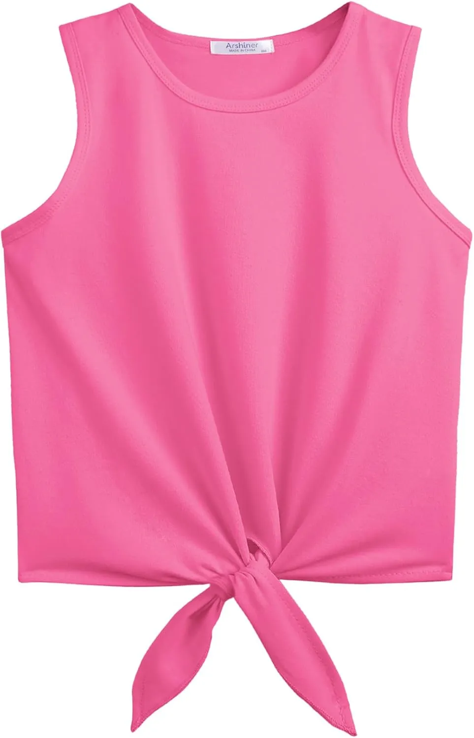 Arshiner Girl's 2 Piece Outfits Tie Knot Tank Top and Paperbag Waist Pocketed Summer Short Sets