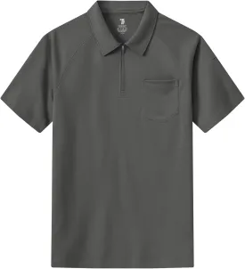 BASUDAM Men's Zippered Polo Shirts with Pocket Quick Dry Short Sleeve Active Performance