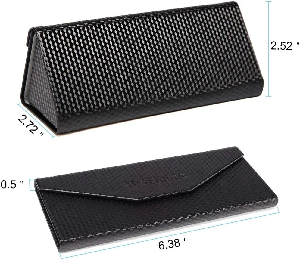 Cute Cartoon Eyeglass Case Triangle Foldable Magnet Closure Sunglasses Case Holder and Matching Eyeglass Cloth