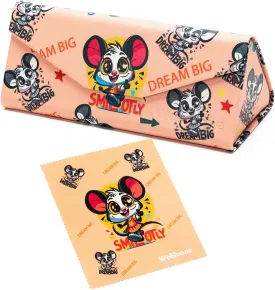 Cute Cartoon Eyeglass Case Triangle Foldable Magnet Closure Sunglasses Case Holder and Matching Eyeglass Cloth