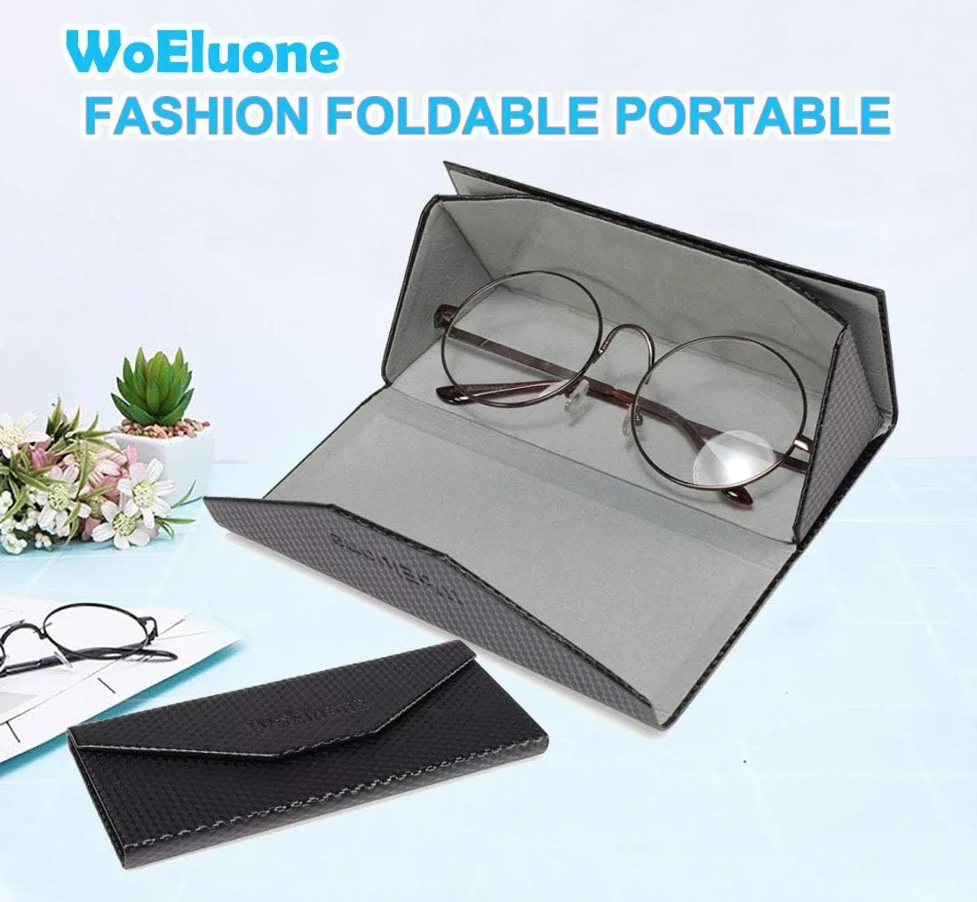 Cute Cartoon Eyeglass Case Triangle Foldable Magnet Closure Sunglasses Case Holder and Matching Eyeglass Cloth