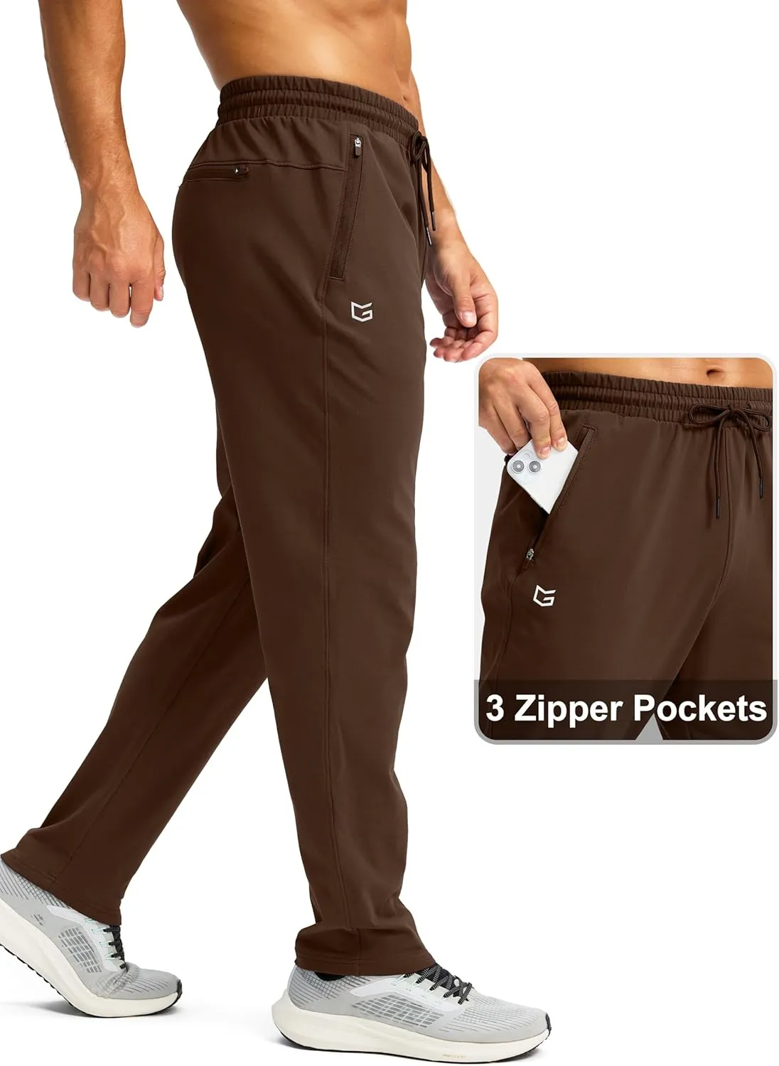 G Gradual Men's Fleece Lined Winter Pants with 3 Zipper Pockets Warm Athletic Joggers Workout Running Sweatpants for Men