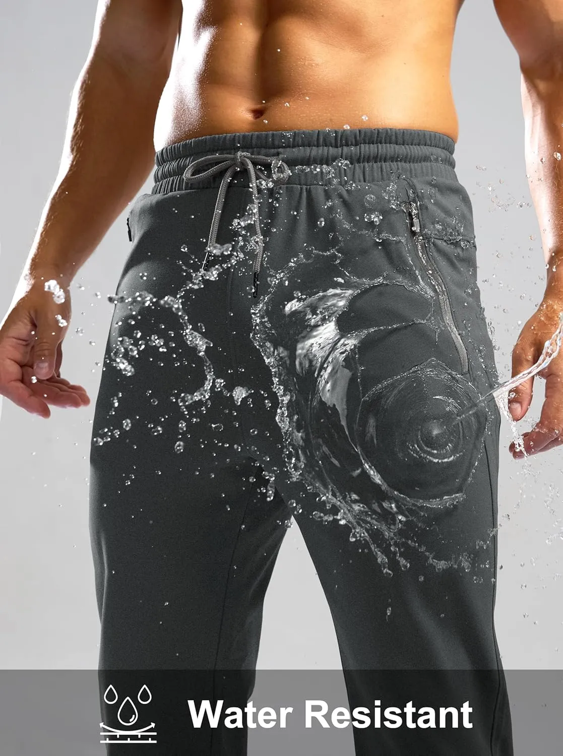 G Gradual Men's Fleece Lined Winter Pants with 3 Zipper Pockets Warm Athletic Joggers Workout Running Sweatpants for Men