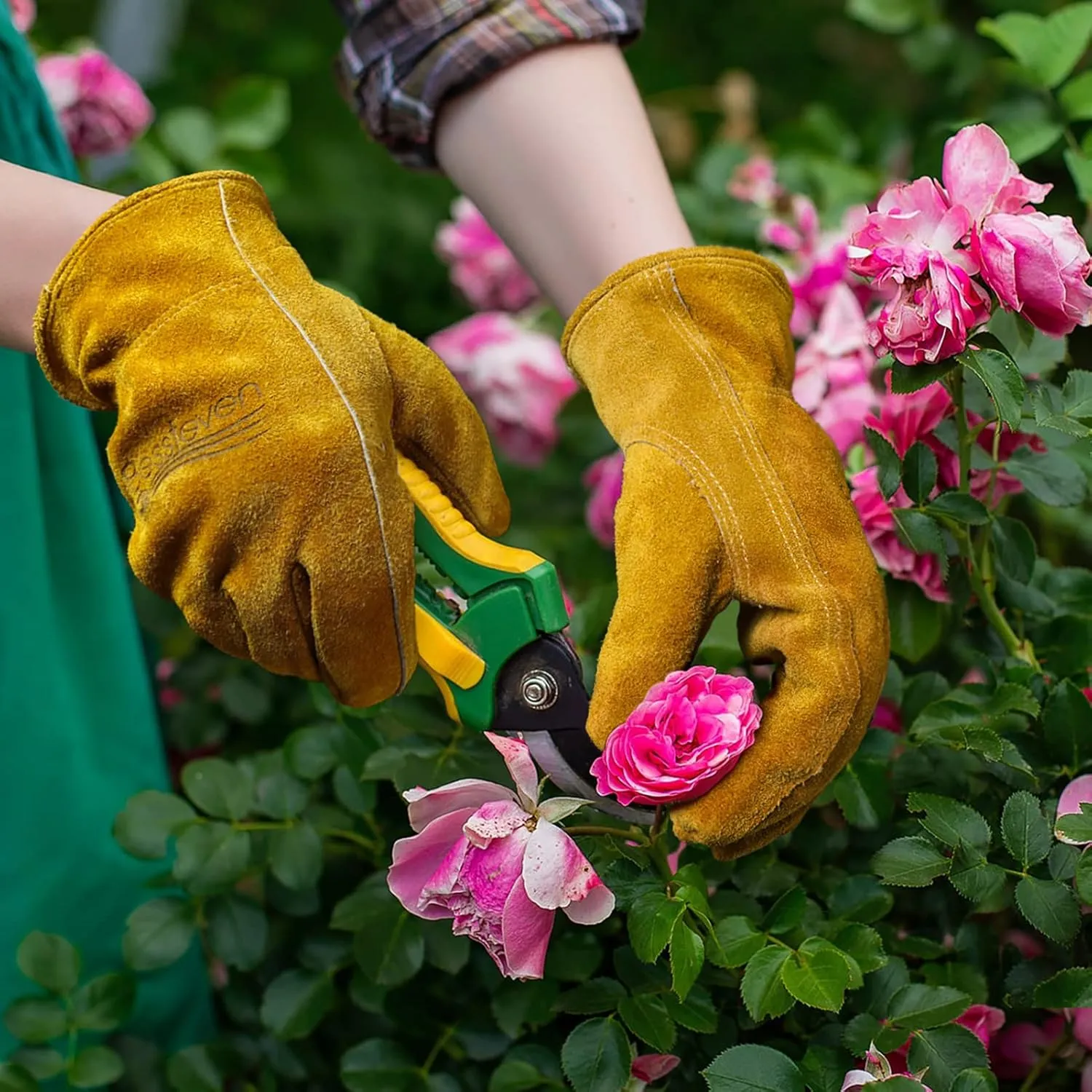 Gardening Work Gloves Leather: Garden Men Women Thorn Proof Cowhide Gardening Gloves for Heavy Duty Yard Work
