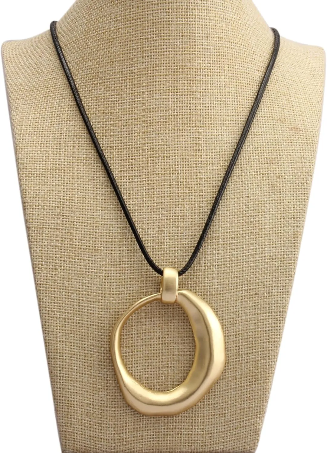 GelConnie Wooden Necklaces for Women Gold Leather Necklace Long Boho Layered Necklace Silver Hippie Choker Necklace Bohemian Jewelry for Women