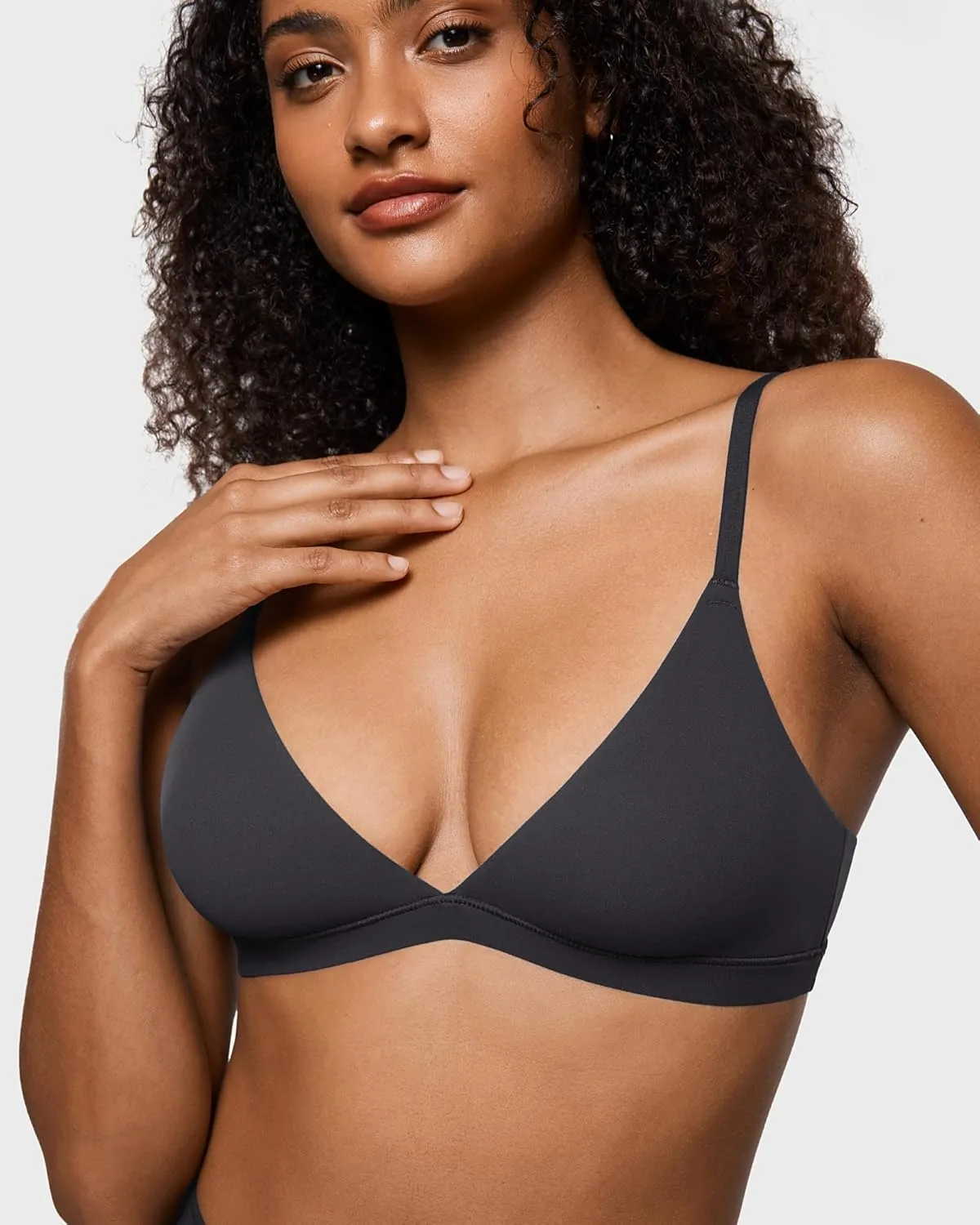 INLYRIC Women's Inbarely Triangle Bralette Plunge Unlined Seamless Bra No Underwire Sexy Comfortable Everyday