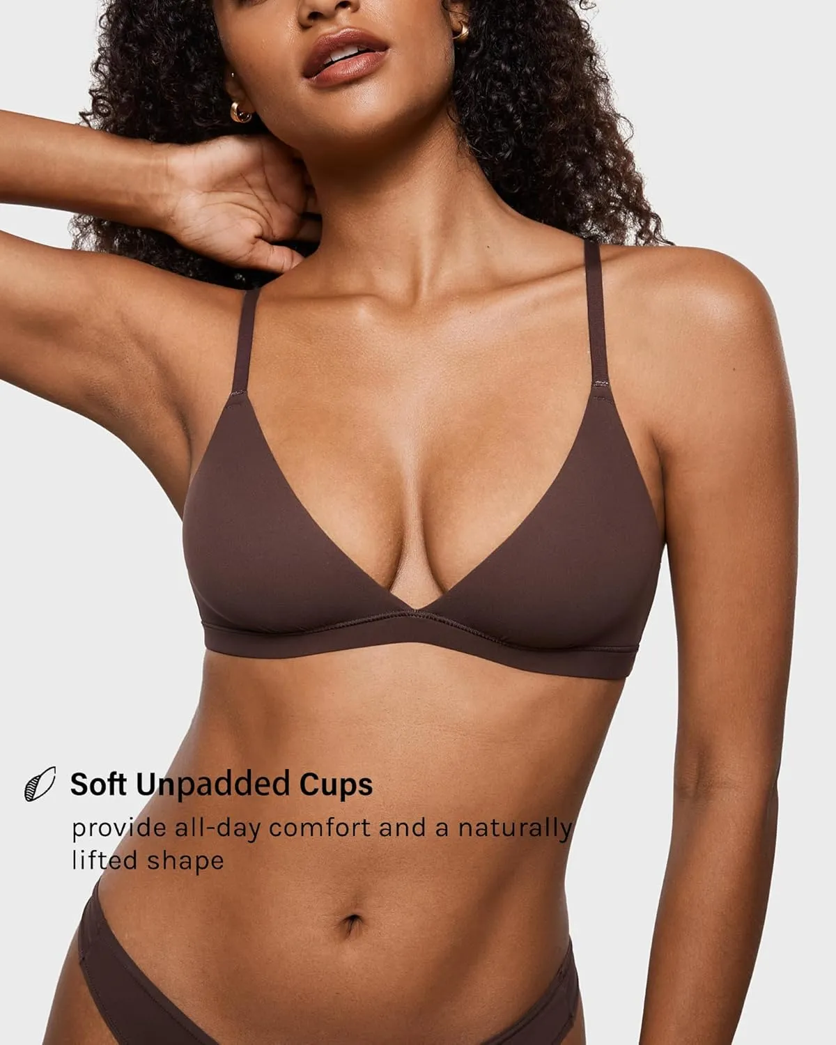INLYRIC Women's Inbarely Triangle Bralette Plunge Unlined Seamless Bra No Underwire Sexy Comfortable Everyday