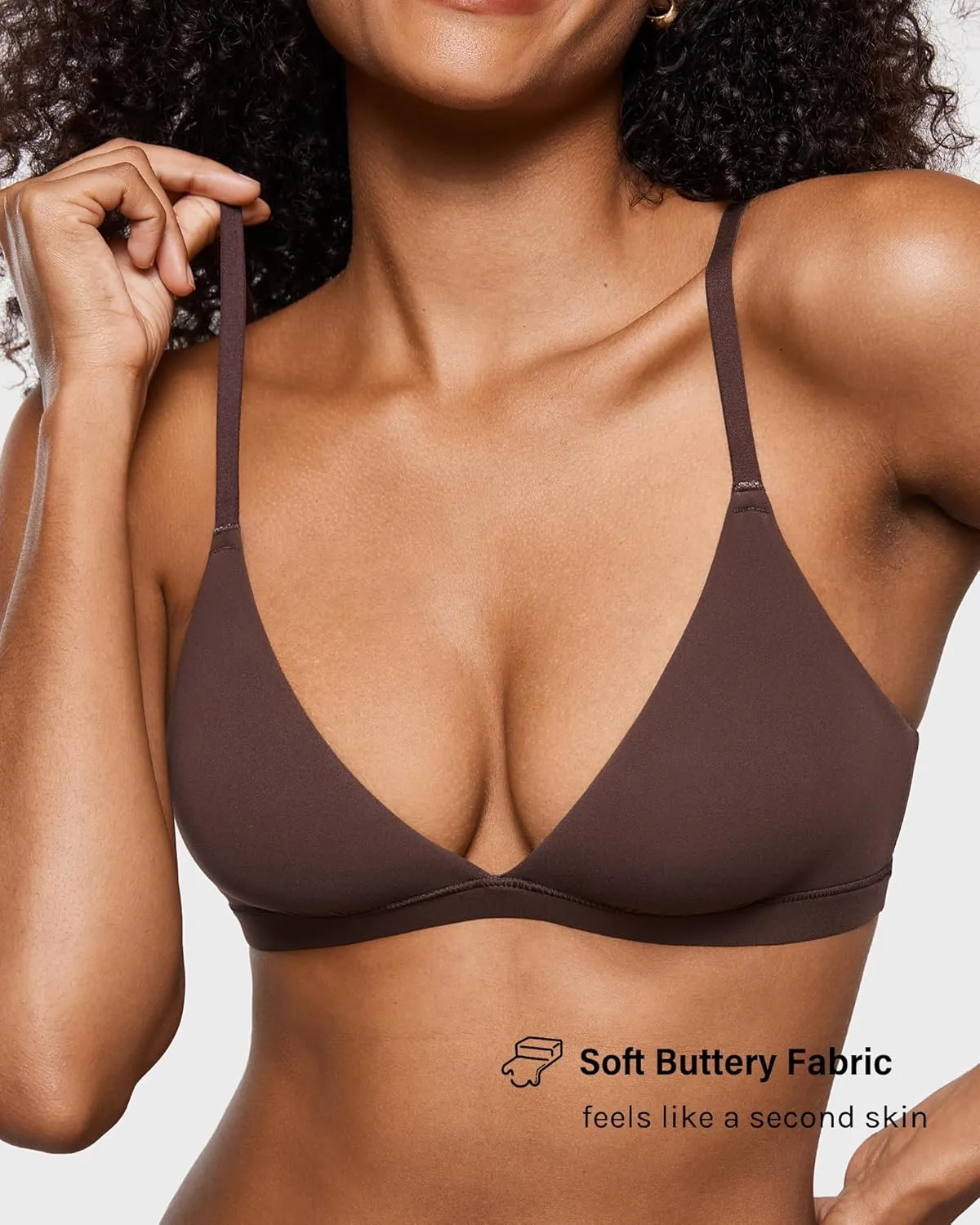 INLYRIC Women's Inbarely Triangle Bralette Plunge Unlined Seamless Bra No Underwire Sexy Comfortable Everyday