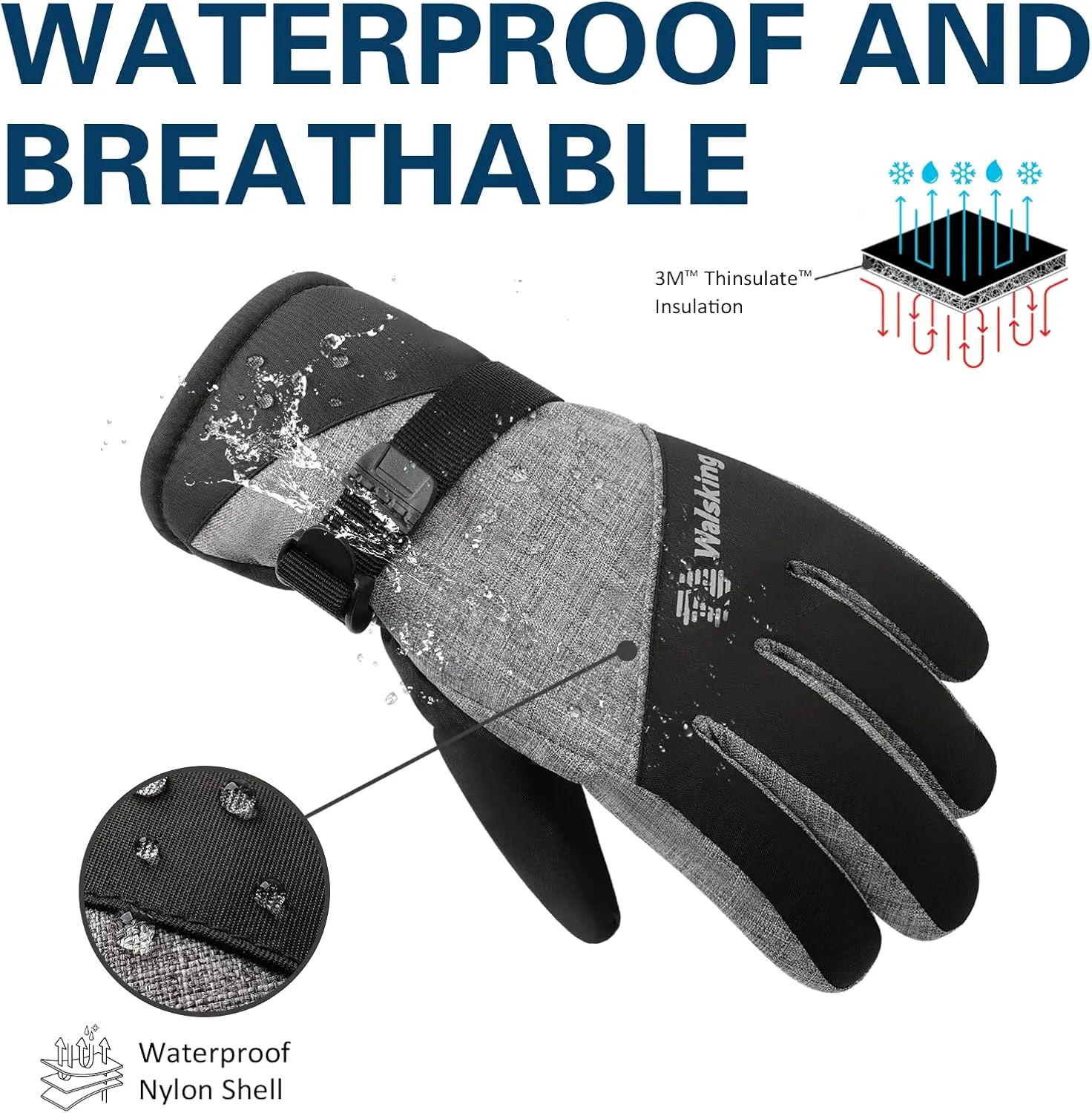 Kids Winter Gloves-3M Thinsulate Snow Waterproof Ski Cold Weather Insulated Outdoor Snowboard Gloves for Boys Girls Youth