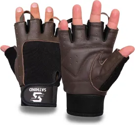 Leather Workout Gloves for Men & Women  Anti-Slip Weightlifting, Gym, and Cycling Gloves with StretchBack Mesh, Full Palm Protection Extra Grip for Fitness & Cross-Training Gloves