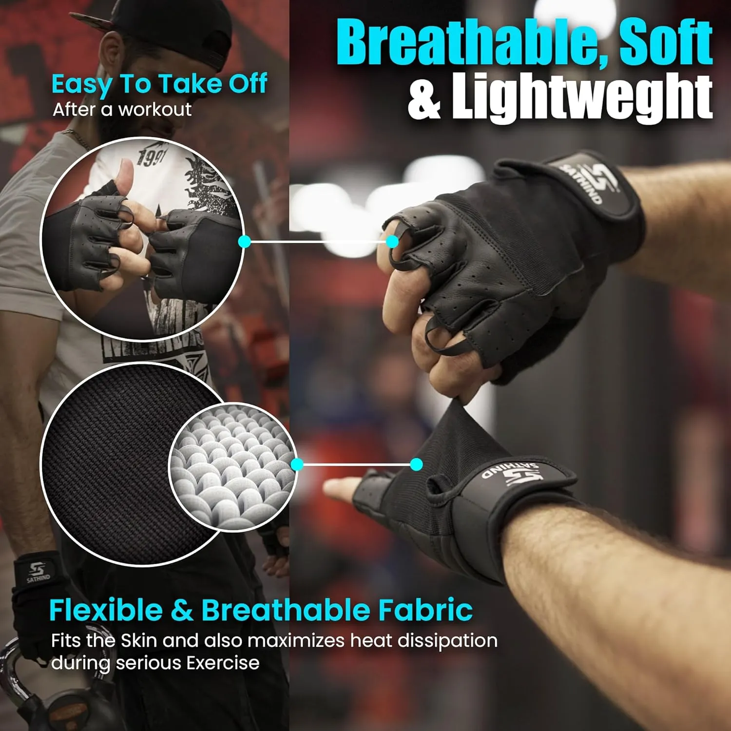 Leather Workout Gloves for Men & Women  Anti-Slip Weightlifting, Gym, and Cycling Gloves with StretchBack Mesh, Full Palm Protection Extra Grip for Fitness & Cross-Training Gloves