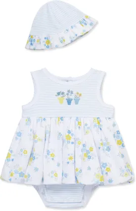 Little Me Clothes for Baby Girls' Popover Bodysuit Dress and Hat Set, 3-12 Months