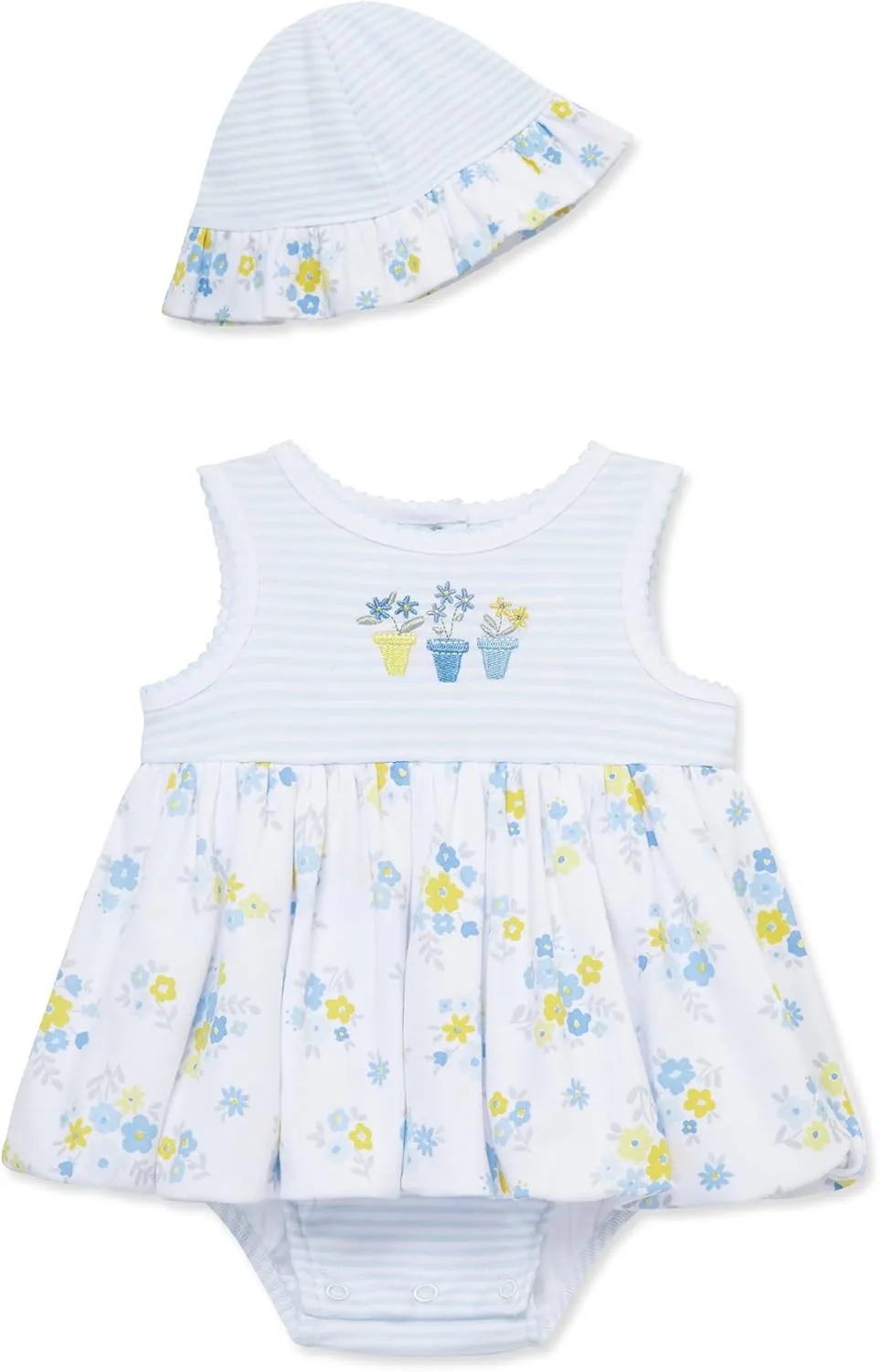 Little Me Clothes for Baby Girls' Popover Bodysuit Dress and Hat Set, 3-12 Months