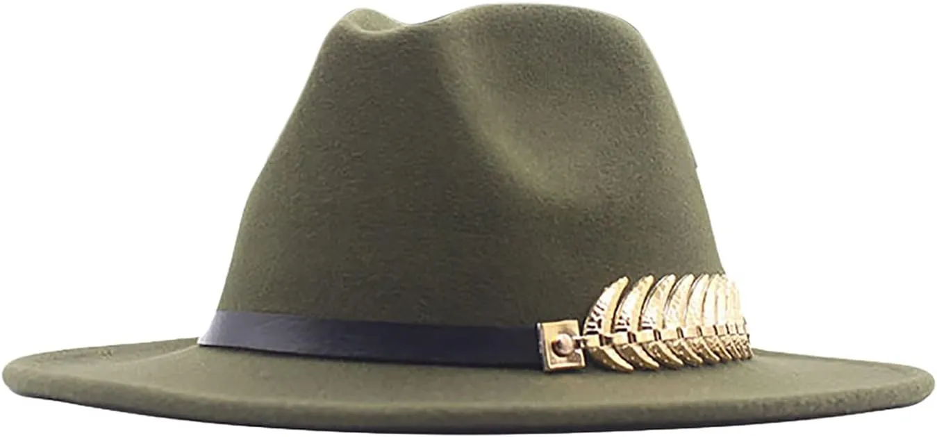 Men Women Wide Brim Fedora Hat Panama Fedora Hat with Belt Buckle Unisex Floppy Panama Hat