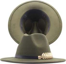 Men Women Wide Brim Fedora Hat Panama Fedora Hat with Belt Buckle Unisex Floppy Panama Hat
