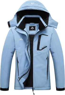 MOERDENG Women's Ski Jacket Waterproof Winter Coat Hooded Snowboarding Jacket Warm Winter Jacket
