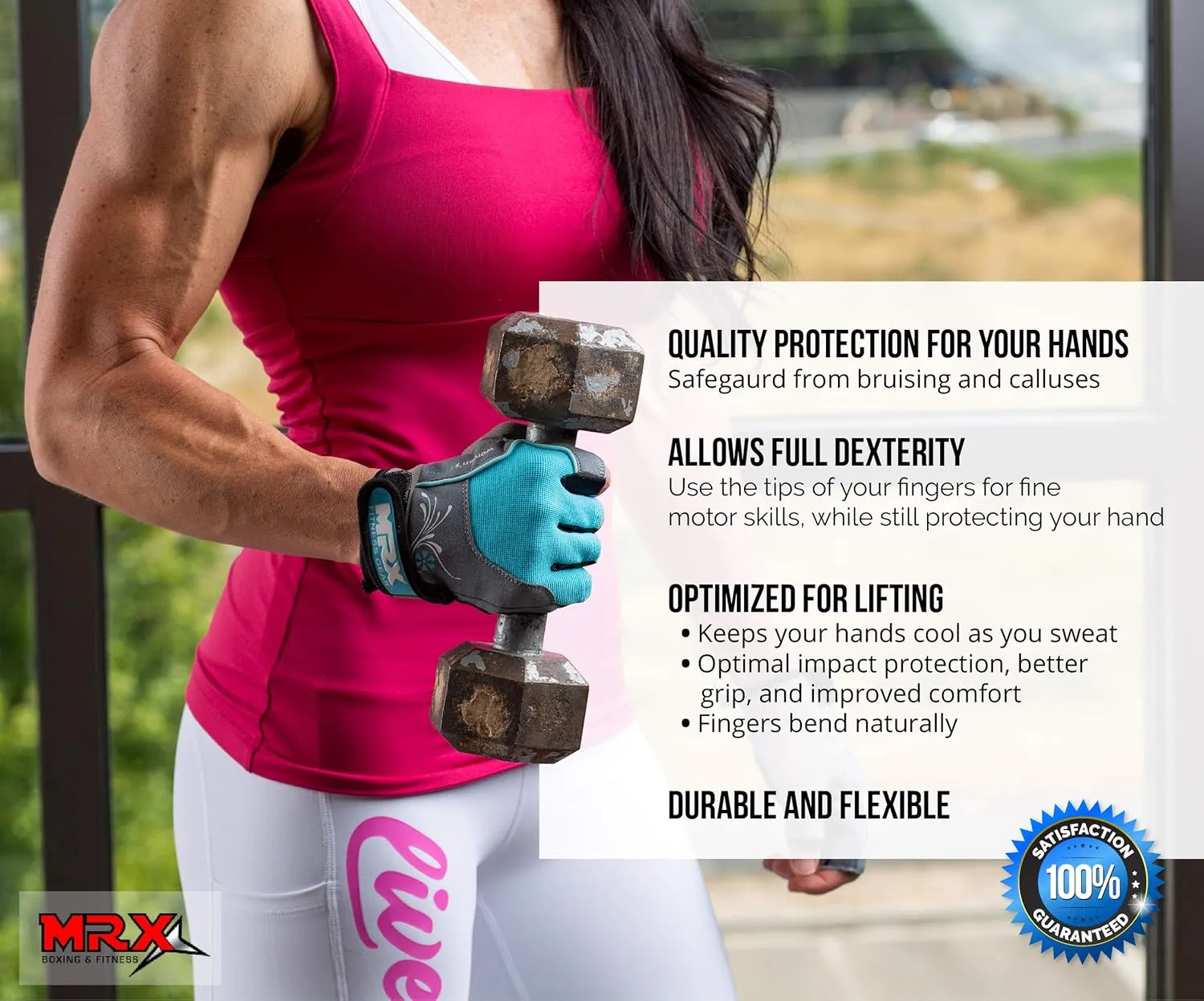 MRX BOXING & FITNESS Weight Lifting/Exercise Grip Gloves for Women, Great for Workouts, Weight Training and More, Pro Series
