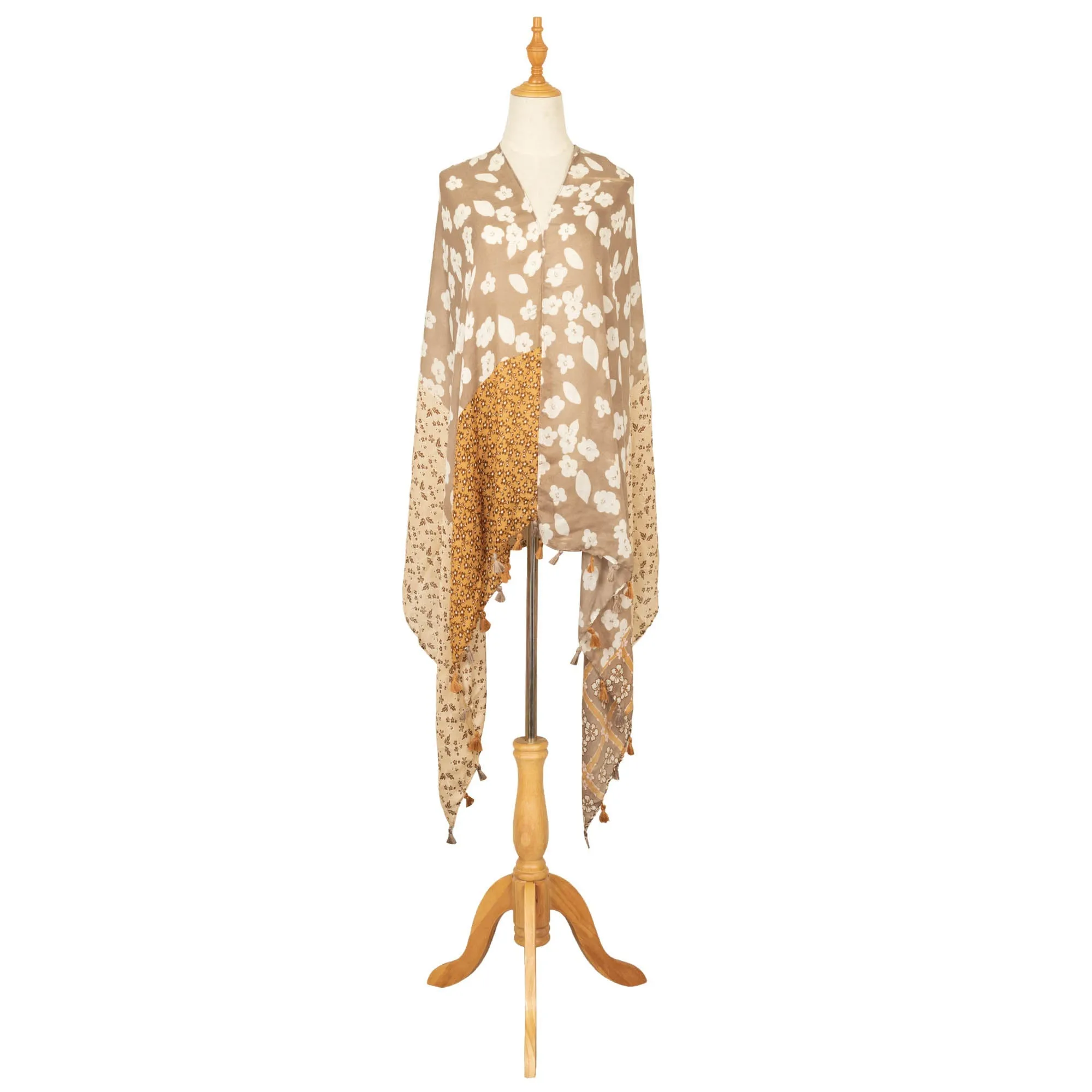 Natural Beauty - Light Weight Woven Multi Floral Scarf