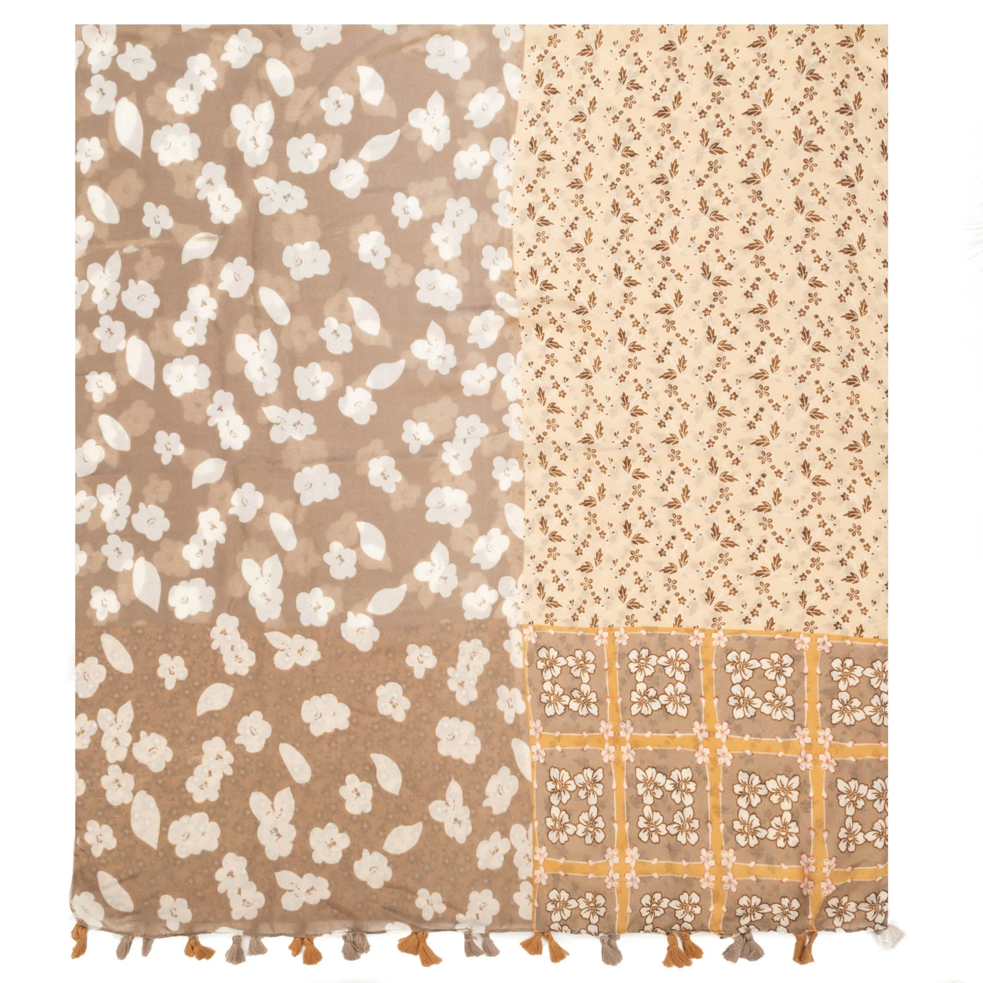 Natural Beauty - Light Weight Woven Multi Floral Scarf