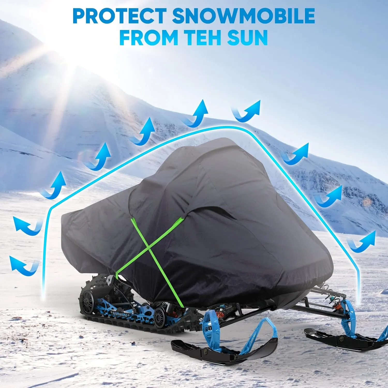 NEVERLAND Snowmobile Cover - Waterproof Snowmobile Covers Snowmobile Accessories Storage Cover Compatible with Polaris Ski Doo and Yamaha with Reflective Strips Universal Fits up to 145"