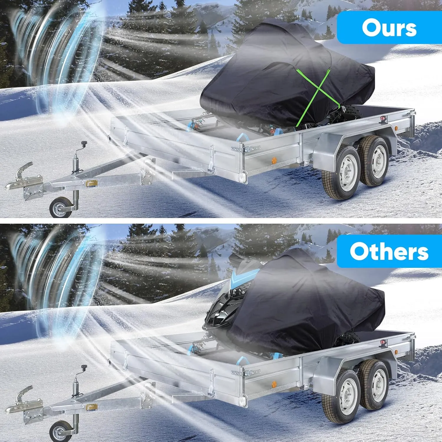NEVERLAND Snowmobile Cover - Waterproof Snowmobile Covers Snowmobile Accessories Storage Cover Compatible with Polaris Ski Doo and Yamaha with Reflective Strips Universal Fits up to 145"