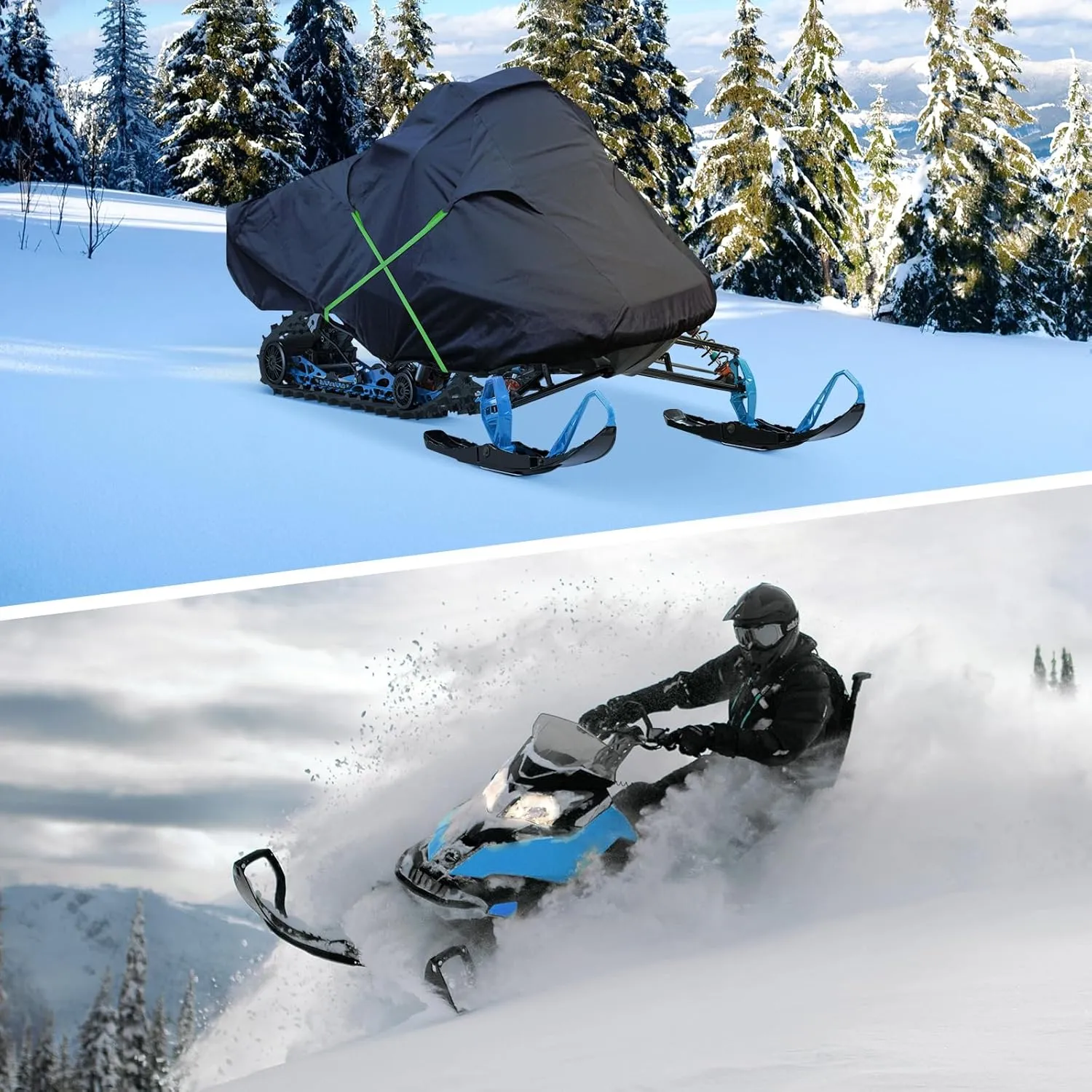 NEVERLAND Snowmobile Cover - Waterproof Snowmobile Covers Snowmobile Accessories Storage Cover Compatible with Polaris Ski Doo and Yamaha with Reflective Strips Universal Fits up to 145"