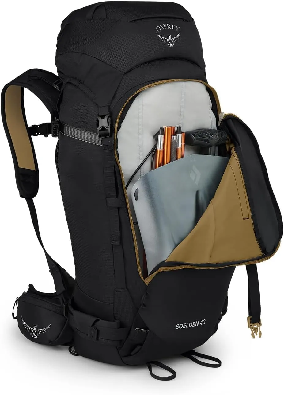 Osprey Soelden 42L Men's Ski and Snowboard Backpack, Black