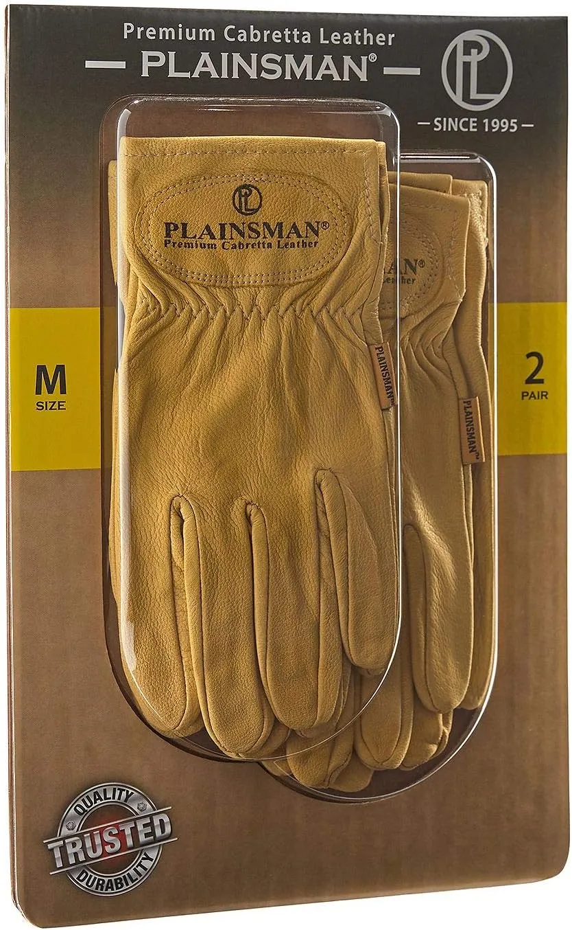 Plainsman Leather Gloves - 2 Pair - Medium