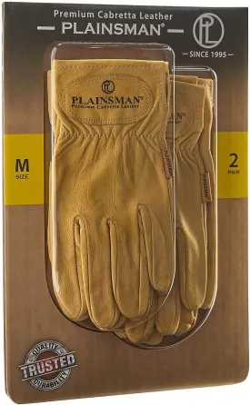 Plainsman Leather Gloves - 2 Pair - Medium