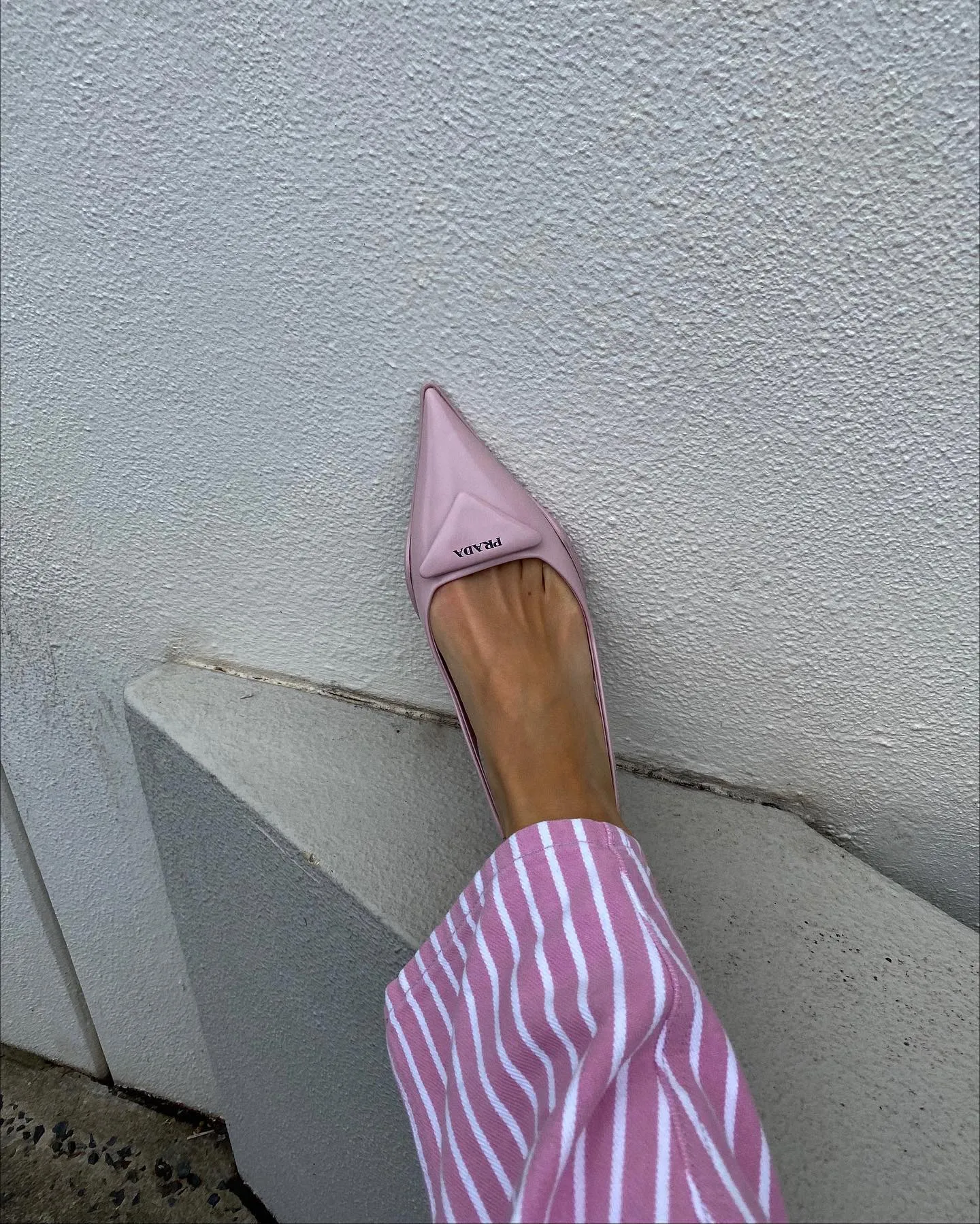 PRADA Pink Triangle-logo appliqué Slingback Pumps UK 2 EU 35 👠