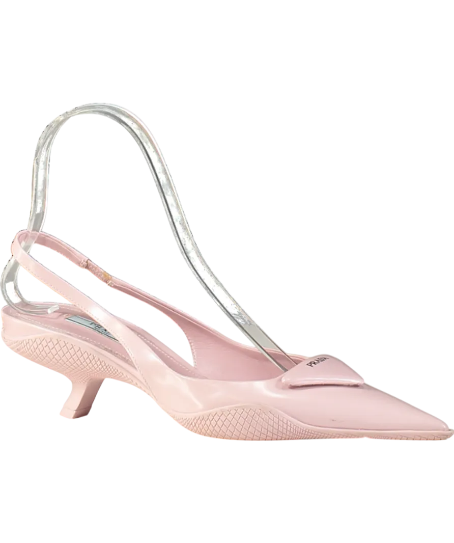 PRADA Pink Triangle-logo appliqué Slingback Pumps UK 2 EU 35 👠