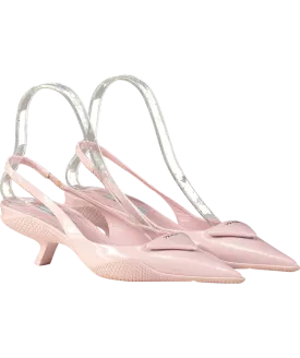 PRADA Pink Triangle-logo appliqué Slingback Pumps UK 2 EU 35 👠