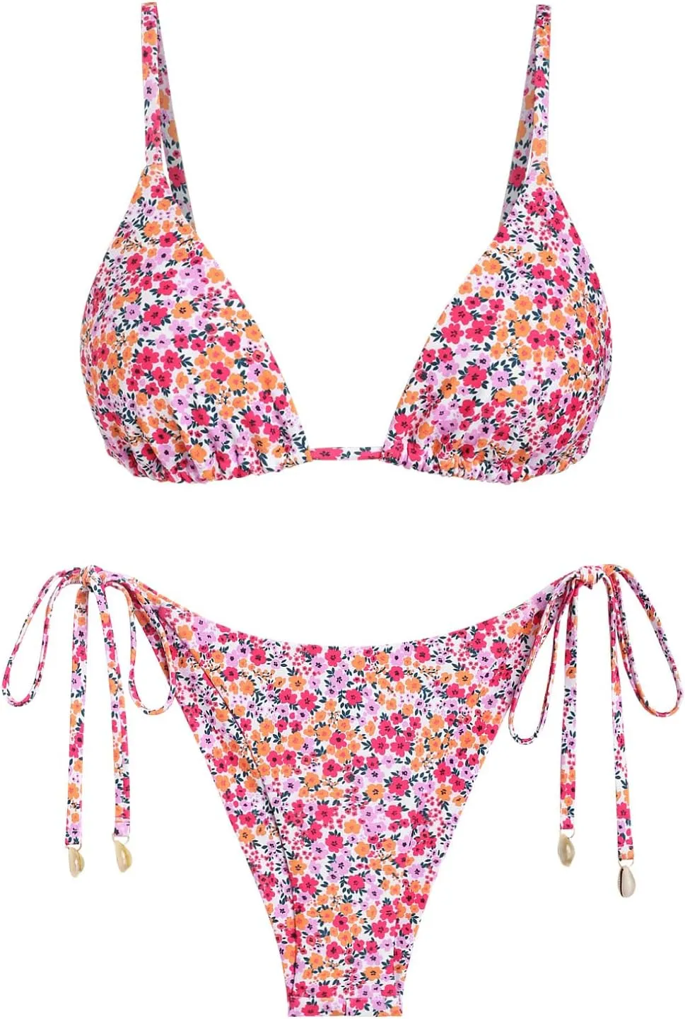 seamoly Textured Cinched Tie Straps Tanga Bikini Set