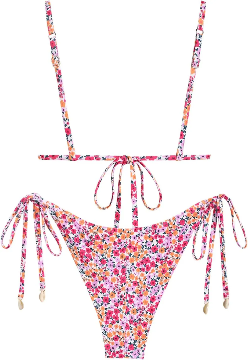 seamoly Textured Cinched Tie Straps Tanga Bikini Set