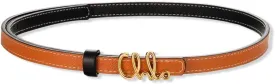 Skinny Black White Belt for Women Gold Leather Buckle Belt Trendy Thin Belts for Jeans Pants Dresses