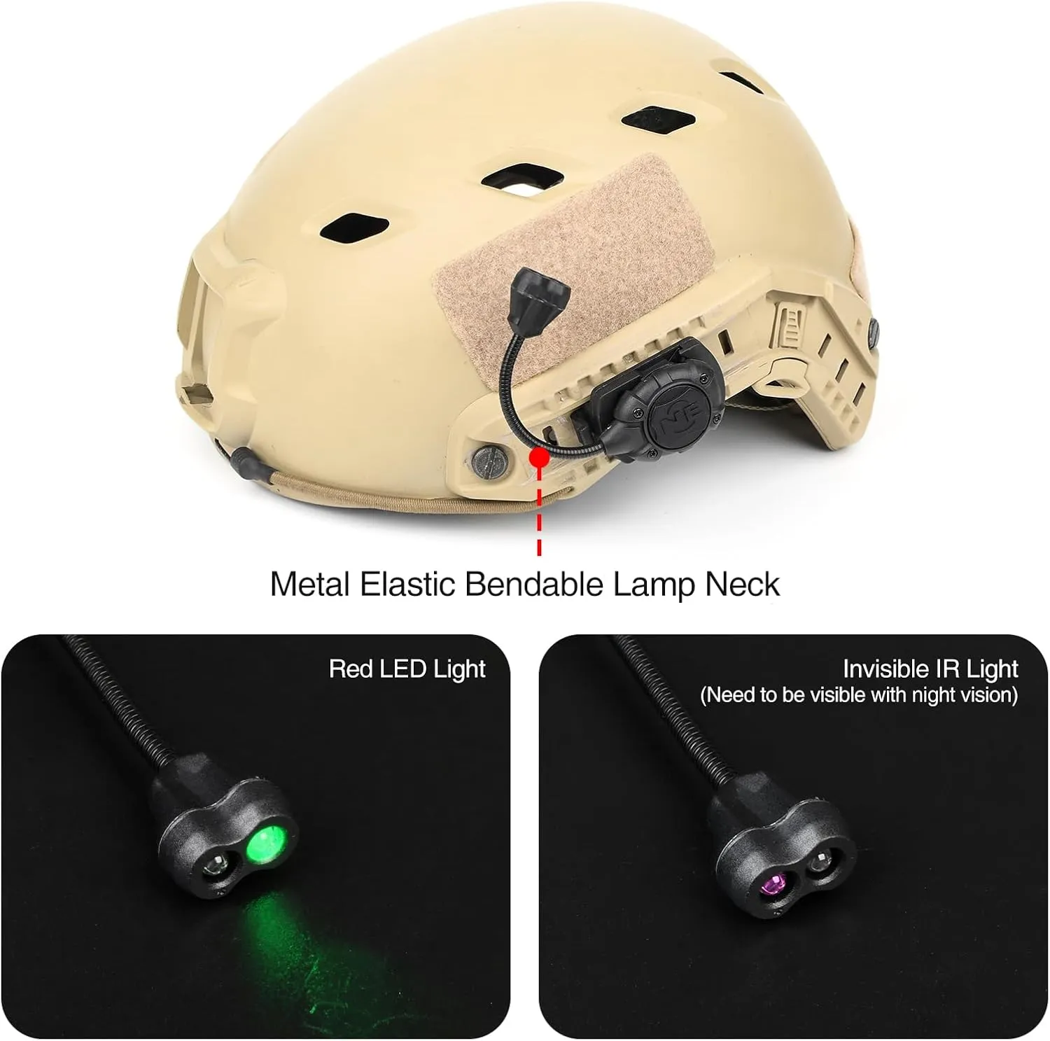 Tactical Helmet Light Military with IR   Green LED Task Lamp, Survival Signal Light with 4 Mount Accessories for Fast Mich Helmet Molle System 20mm Picatinny Rail for Outdoor Sports
