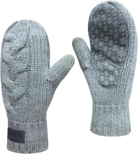 Touchscreen Mittens for Women Sherpa Lined Cold Weather Chunky Cable Knit Mitt