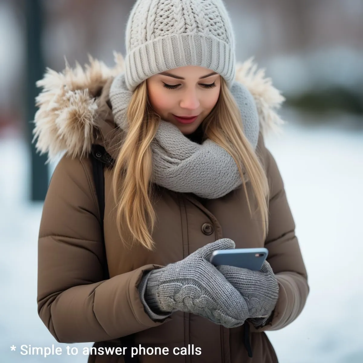 Touchscreen Mittens for Women Sherpa Lined Cold Weather Chunky Cable Knit Mitt