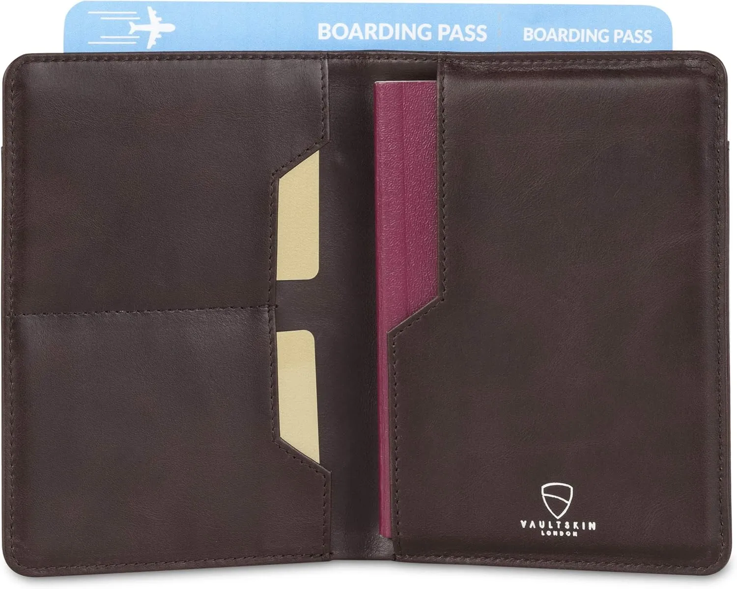 Vaultskin Leather Passport Holder, Slim RFID Blocking Travel Wallet for Men and Women, Fits Passport, Credit Cards, ID, Cash, Passport Cover Ideal Travel Accessories with Gift Box