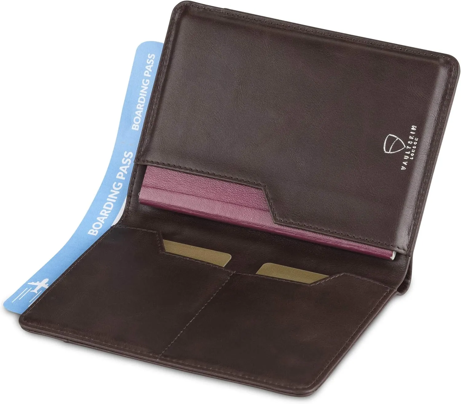 Vaultskin Leather Passport Holder, Slim RFID Blocking Travel Wallet for Men and Women, Fits Passport, Credit Cards, ID, Cash, Passport Cover Ideal Travel Accessories with Gift Box