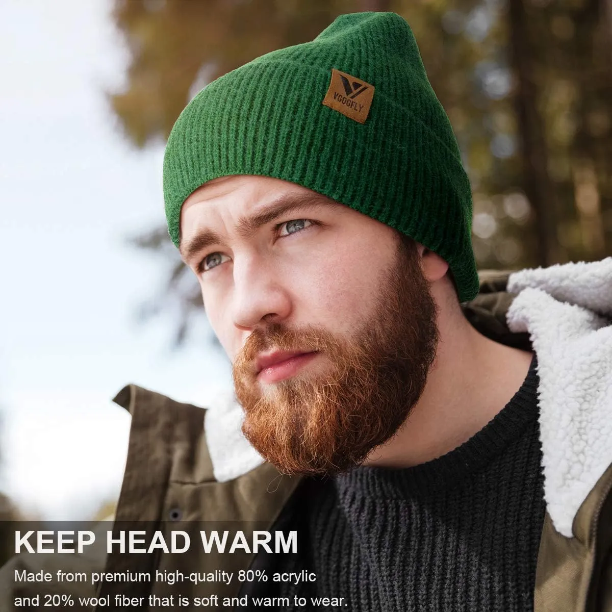 Vgogfly Beanie Men Slouchy Knit Skull Cap Warm Stocking Hats Guys Women Striped Winter Beanie Hat Cuffed Plain Hat