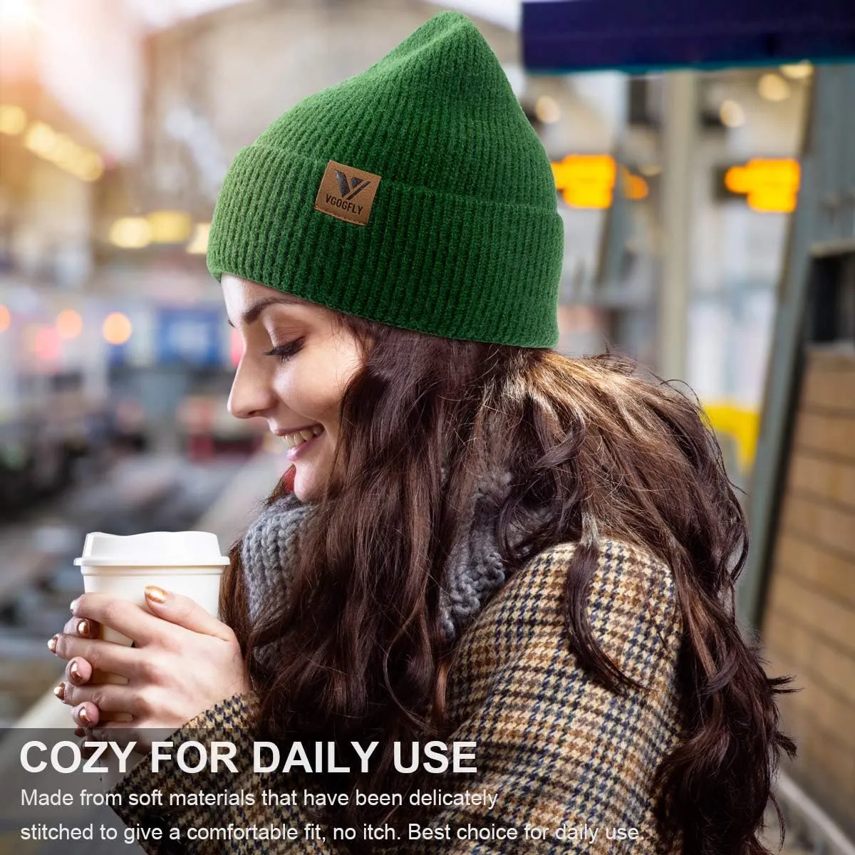Vgogfly Beanie Men Slouchy Knit Skull Cap Warm Stocking Hats Guys Women Striped Winter Beanie Hat Cuffed Plain Hat