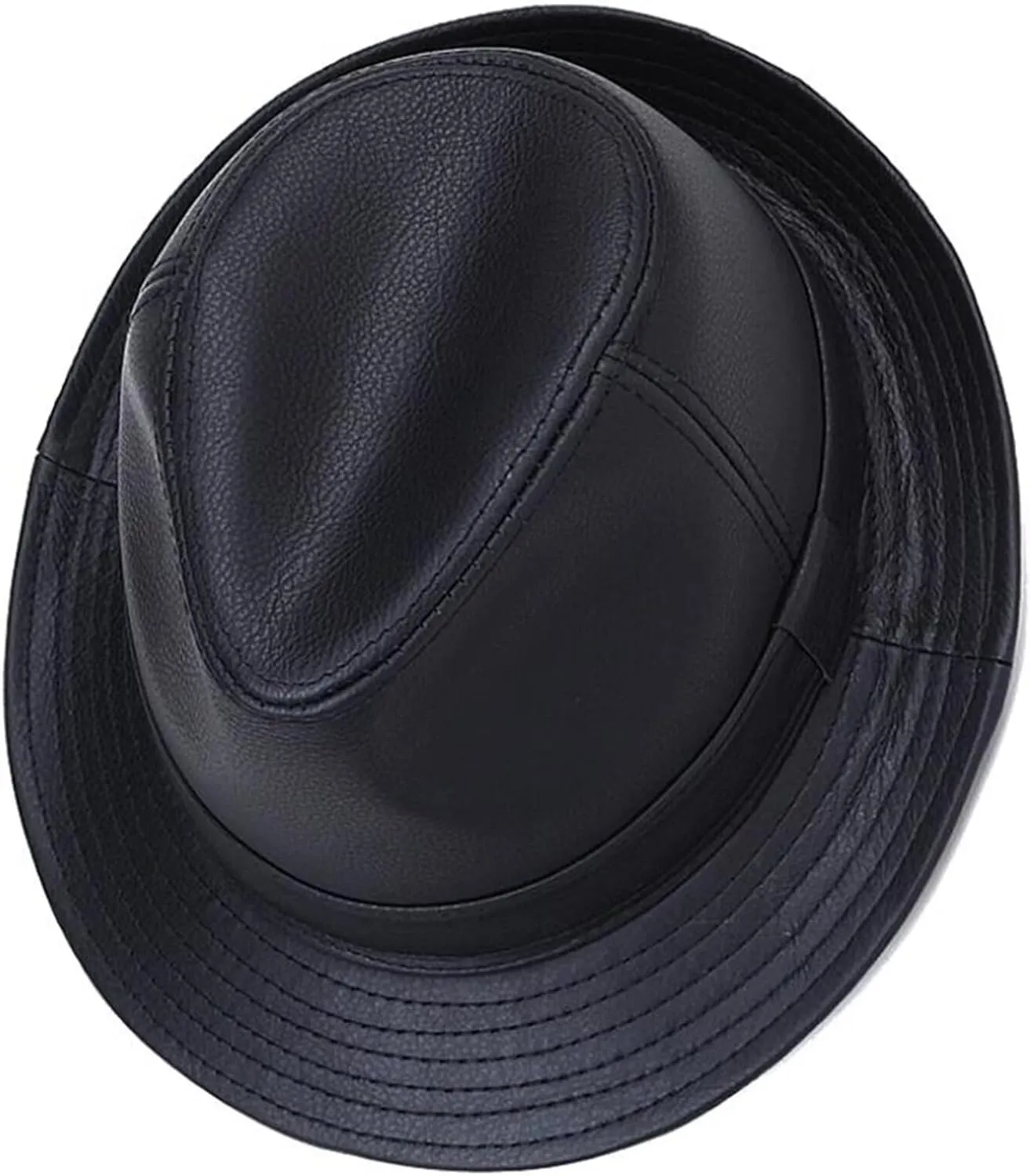 Vintage Trilby Hat Mens Leather Fedora Hats Jazz Cap Derby Party Hat
